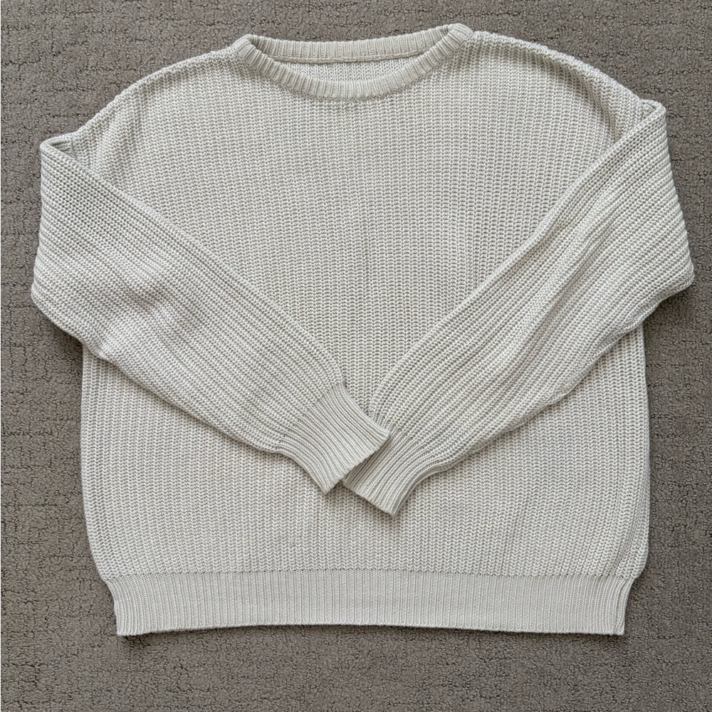 Los Angeles Apparel Cream 100% Cotton Crew Neck Sweater
